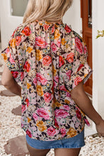 Load image into Gallery viewer, LDC Floral Print Crew Neck Short Sleeve Shift Blouse: Pink

