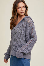 Load image into Gallery viewer, OPEN-KNIT HOODED SWEATER / MIDNIGHT

