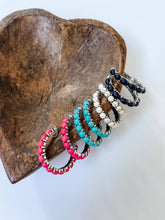 Load image into Gallery viewer, Western Hoop Stone Earrings: Pink
