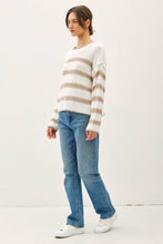 Load image into Gallery viewer, FLOWY STRIPED SWEATER W ACCENT COLOR: Poppy
