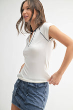 Load image into Gallery viewer, Micro-Ribbed Retro Raglan Baby Tee: WHITE/DEEP OCEAN
