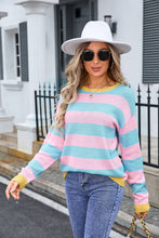 Load image into Gallery viewer, Multicolor Striped Ribbed Knit Sweater
