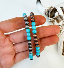 Load image into Gallery viewer, Western Pearl and Bead Stackable Stretch Bracelet:
