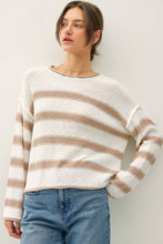 Load image into Gallery viewer, FLOWY STRIPED SWEATER W ACCENT COLOR: Poppy
