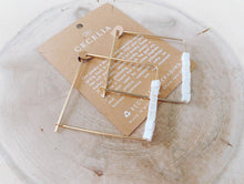 Load image into Gallery viewer, Gold Filled Beaded Square Hoop Earrings: Wood
