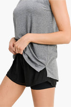 Load image into Gallery viewer, Notched Sleeveless Flowy Tank Top: BLACK
