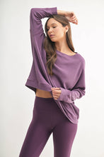 Load image into Gallery viewer, Waffle Ribbed Roundneck Pullover: NEW ORCHID

