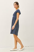 Load image into Gallery viewer, FLORAL PRINT PUFF SLEEVE RUCHED BUST MINI DRESS: Indigo
