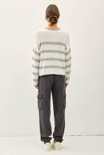 Load image into Gallery viewer, FLOWY STRIPED SWEATER W ACCENT COLOR: Poppy
