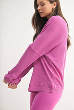 Load image into Gallery viewer, Waffle Ribbed Roundneck Pullover: NEW ORCHID
