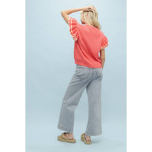 Load image into Gallery viewer, DOUBLE LAYERED RUFFLE SWEATER TOP /  POPPY/CITRUS
