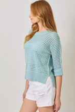 Load image into Gallery viewer, Open Stitch High Low Sweater: Powder Blue
