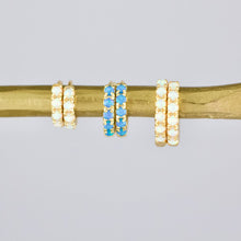 Load image into Gallery viewer, Blue Opal Huggie Hoop Earrings Hypoallergenic, Sterling Silv
