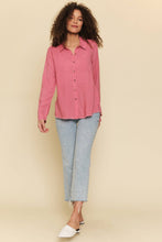 Load image into Gallery viewer, Linen Blend Shirt: Berry
