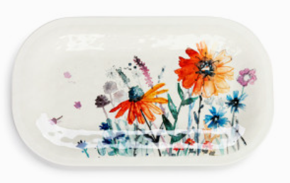Demdaco-Meadow Flowers Lf Melamine Oval Platter