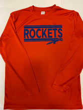 Load image into Gallery viewer, Rockets - Orange Baw LS Performance Wear Blue Rockets Logo with Lines
