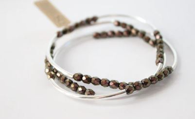 cecelia jewelry-gemstone antique gold triple wraps/turquoise